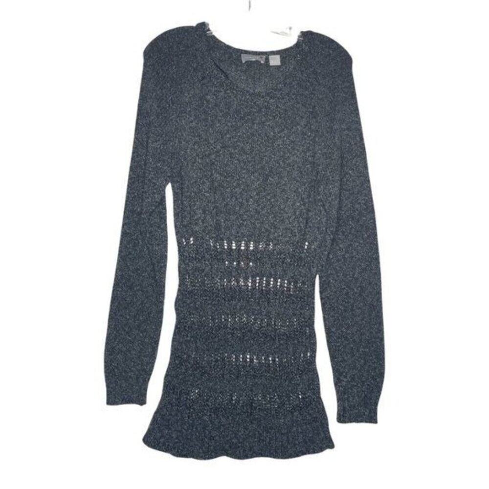 Finders Womens Sweater Size S Gray Knit Scoop Neckline Tunic Length Long Sleeve